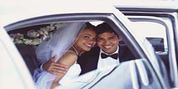 Bridal Couple in limousine