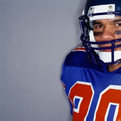 football player faces left